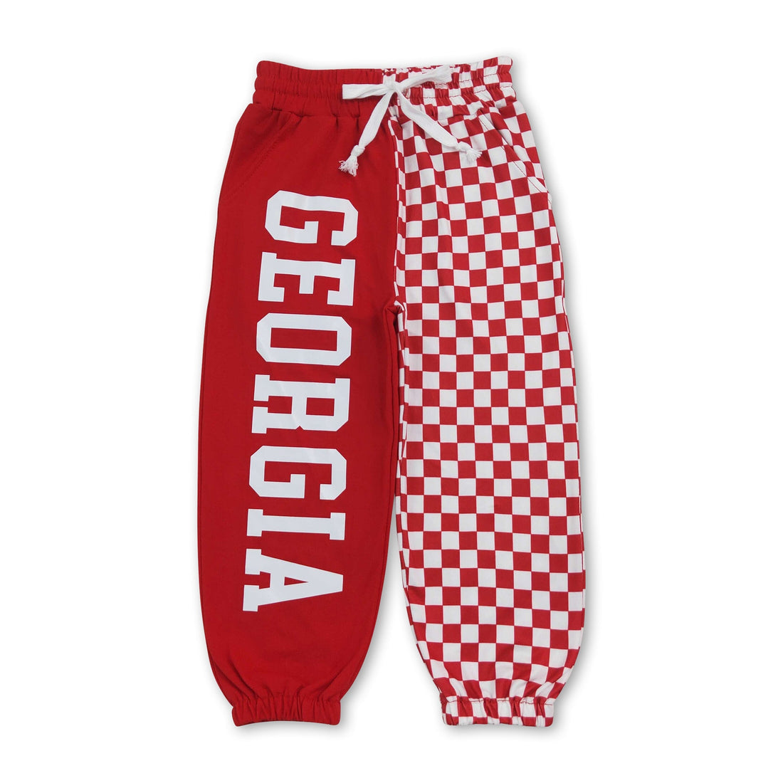 Red G plaid patchwork kids boys team pants