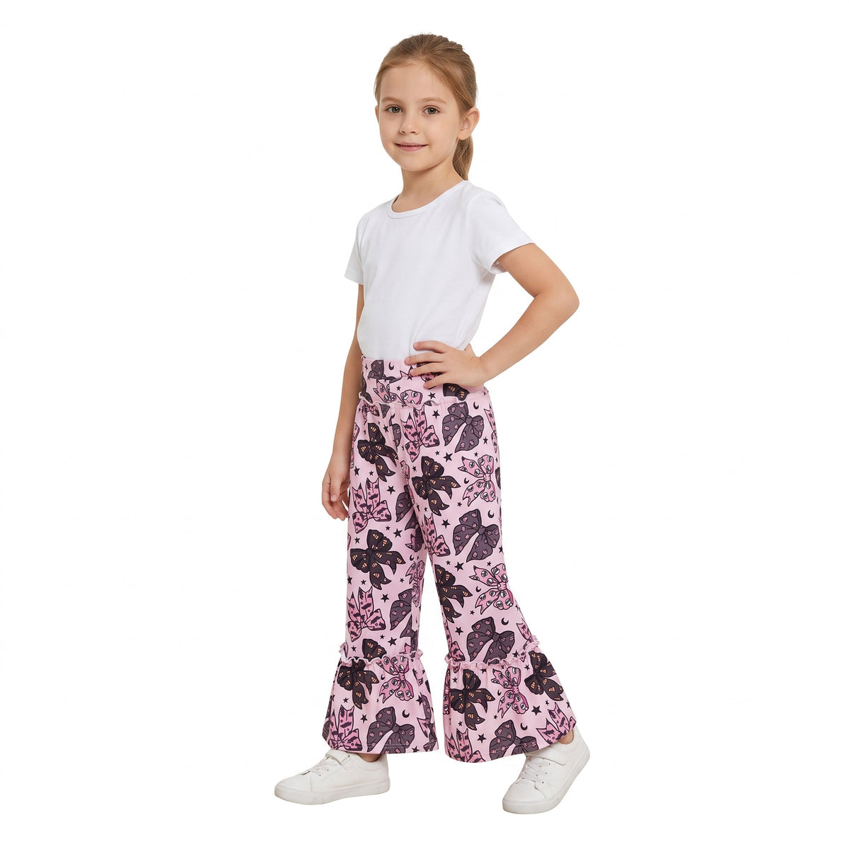 Candy corn bat pink patchwork girls Halloween ruffle pants