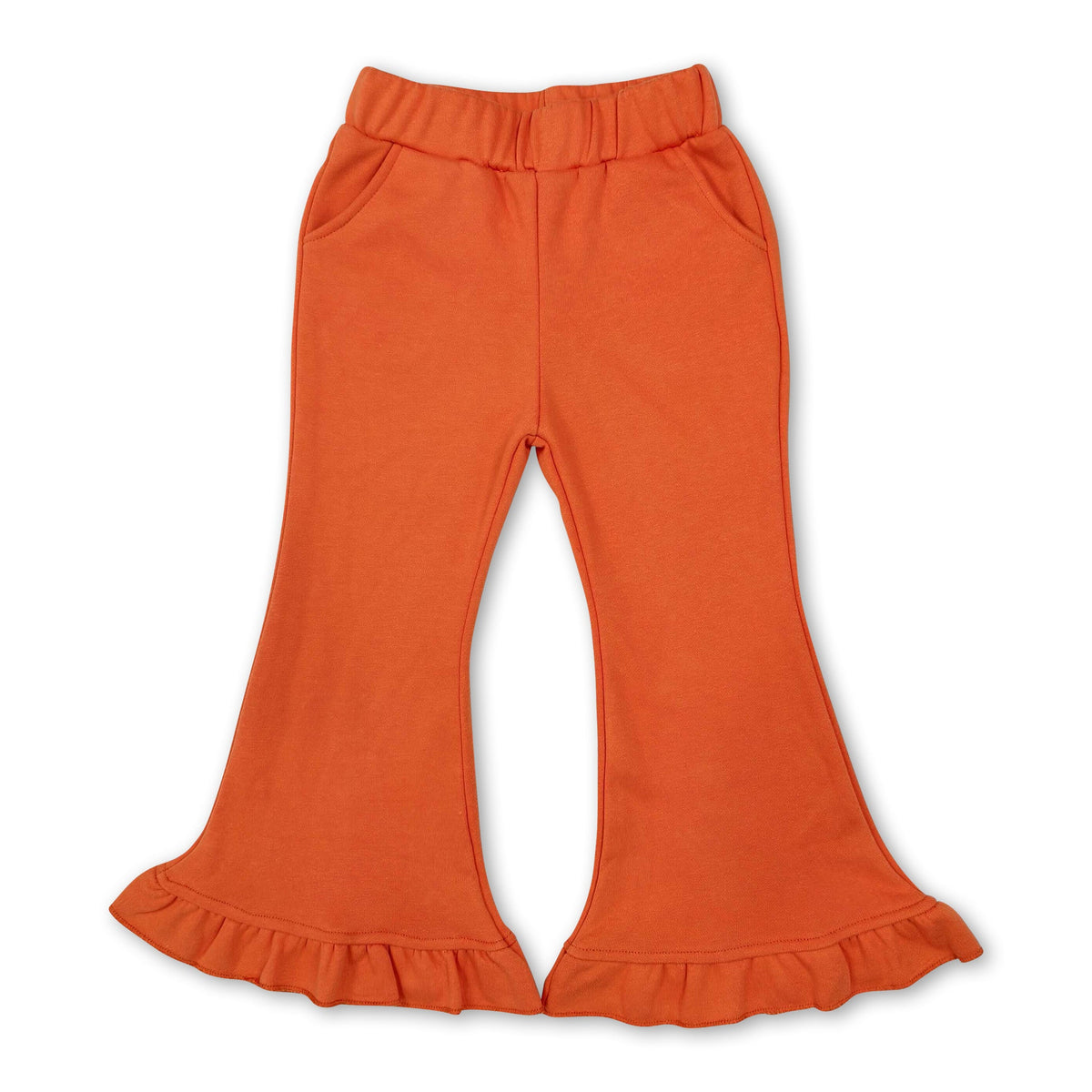 Orange sweatpants kids girls ruffle flare pants