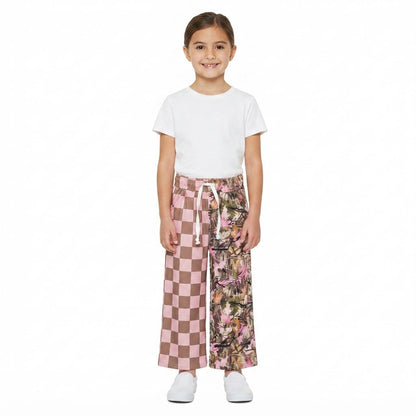 Pink plaid camo kids girls fall pants