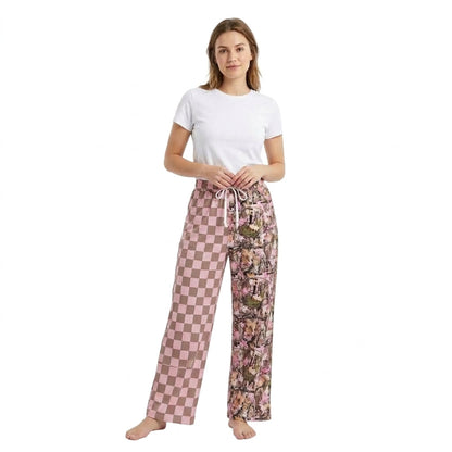 Pink plaid camo adult women fall pants