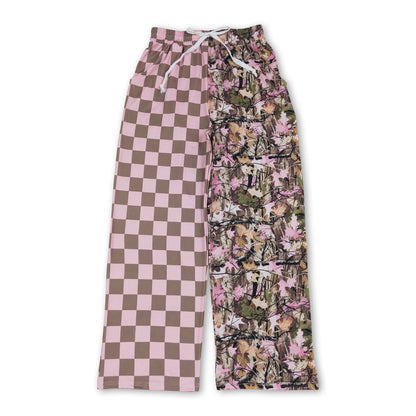 Pink plaid camo adult women fall pants