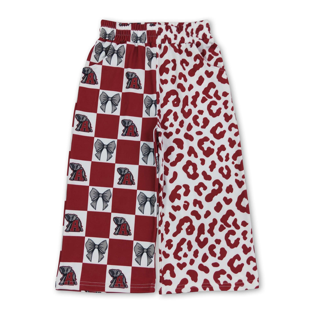 A elephant grey bow plaid leopard kids girls team pants