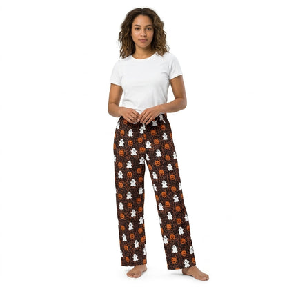 Leopard ghost pumpkin adult women Halloween pants