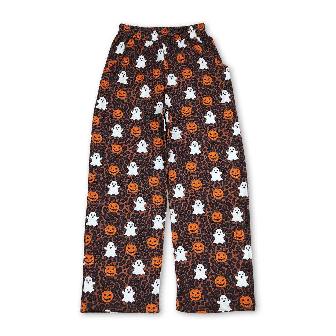 Leopard ghost pumpkin adult women Halloween pants