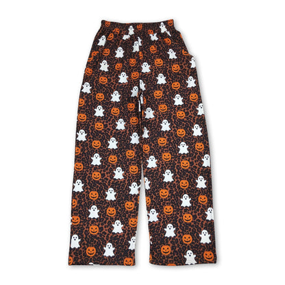 Leopard ghost pumpkin adult women Halloween pants