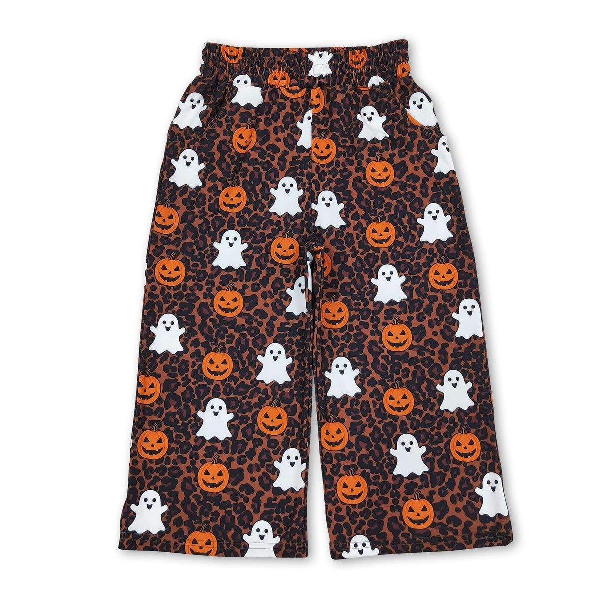 Leopard ghost pumpkin kids girls Halloween pants