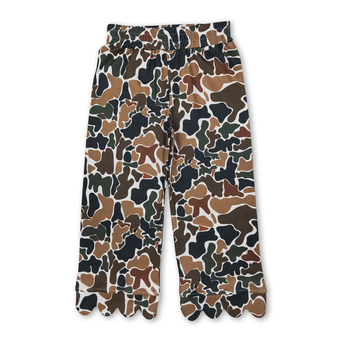 Brown camo scallop kids girls fall pants