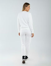 SpectraUSA fleece jogger pants P2005 in black, featuring a relaxed fit, elastic waistband, and cuffed ankles.