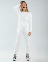 SpectraUSA fleece jogger pants P2005 with elastic waistband and tapered fit, shown in dark gray fabric.