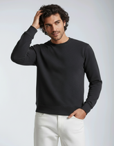 Unisex charcoal heather fleece crew neck sweatshirt by SpectraUSA with a relaxed fit and drop shoulder design.