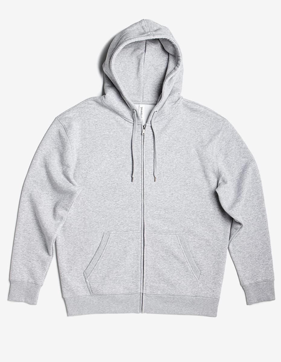 Gray heavyweight fleece zip hoodie from SpectraUSA, featuring a front zipper and cozy, durable fabric for casual wear.