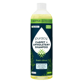 Puracy Carpet & Upholstery Shampoo bottle with label, designed for cleaning carpets and upholstery effectively.