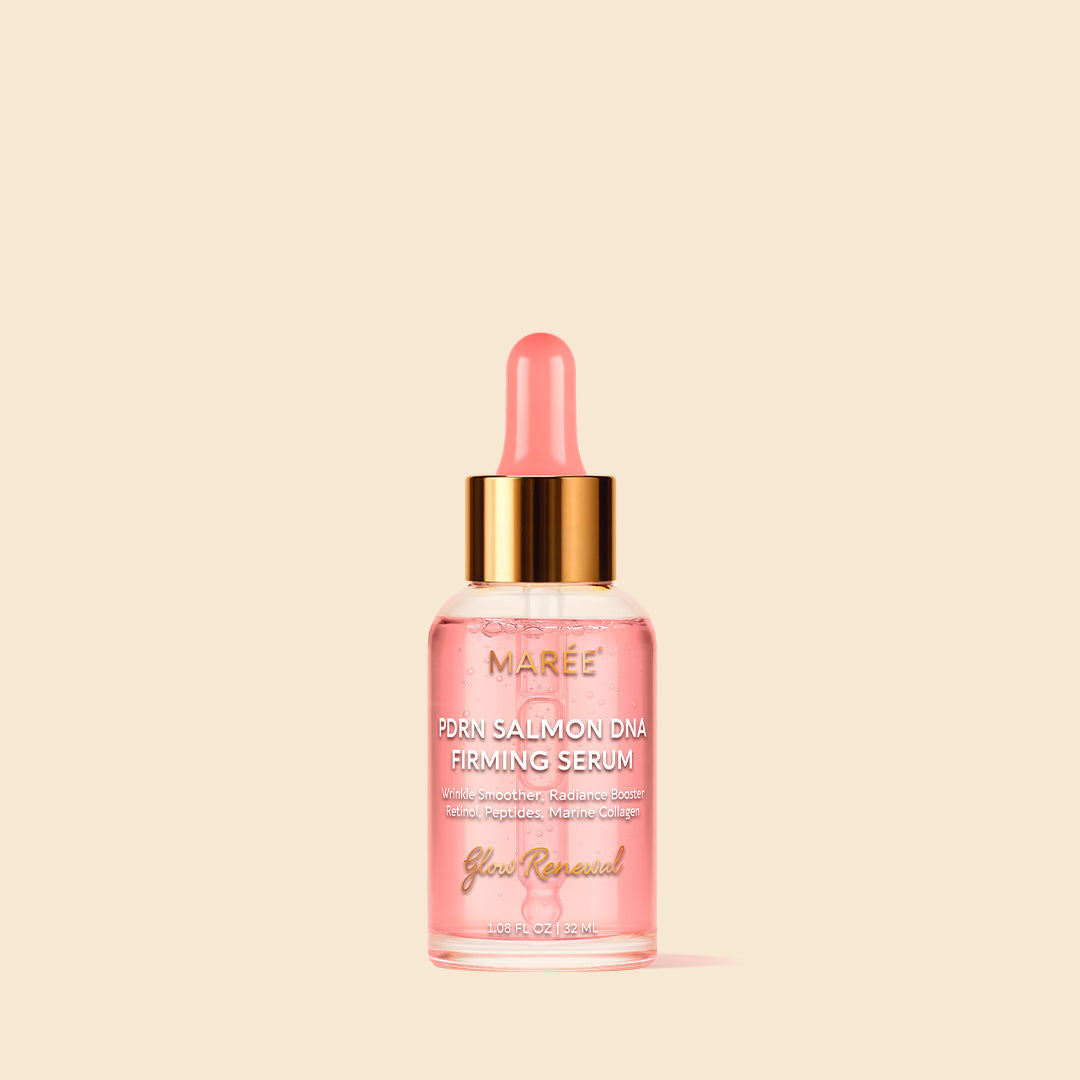 Maree Firming &amp; Renewing PDRN Serum in a clear glass bottle, highlighting the serum&