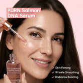 Maree Firming & Renewing PDRN Serum bottle with dropper, close-up shot showing the product for skin rejuvenation and anti-aging.