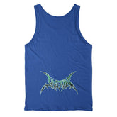 Yūjin Clothing Power Level tank top, black sleeveless athletic shirt with scoop neckline, designed for active wear and comfort.