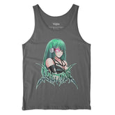 Yūjin Clothing Power Level Tank Top featuring a fitted sleeveless design with bold graphic print on soft fabric.