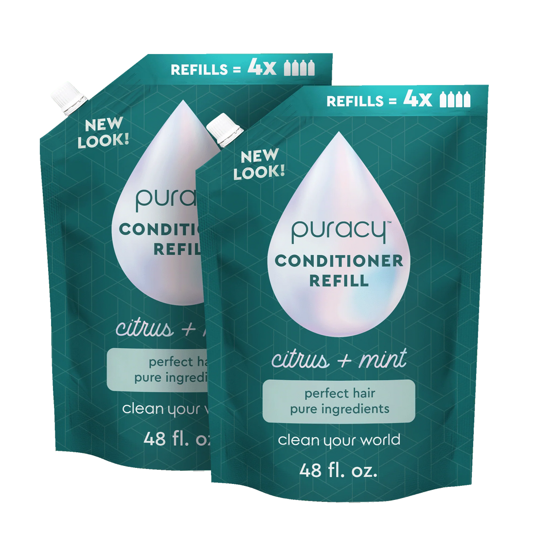 Puracy silicone and sulfate-free conditioner bottle with pump, designed for nourishing hair with dimethicone and gentle ingredients.