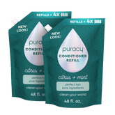 Puracy silicone and sulfate-free conditioner bottle with pump, designed for nourishing hair with dimethicone and gentle ingredients.