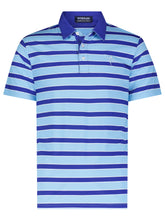 White Water Life Fairway Striped Polo shirt in various colors, showing a close-up of the striped fabric and collar detail.