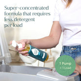 Puracy concentrated sulfate-free laundry detergent bottle with a clean label and fresh scent in a bright, modern setting.
