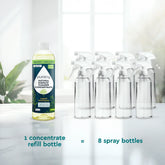 Puracy Everyday Multi-Surface Cleaner in a spray bottle, showing a clean, shiny countertop ready for use.