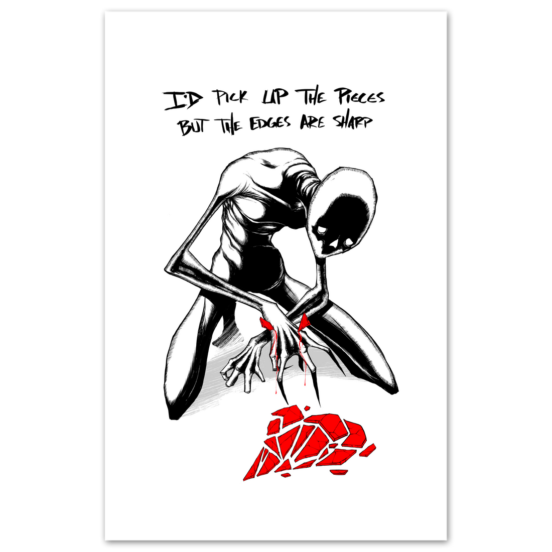 Print poster featuring the Pieces design from Any Means Necessary Clothing, displayed on a white background.