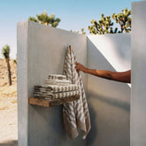 Set of Pietra Australian Cotton Towels in Capri color, featuring soft, plush texture from Italic.