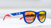 U.S. Soccer 2024 Knockaround sunglasses by Goal Five, featuring sporty lifestyle design and sleek frame on a white background.
