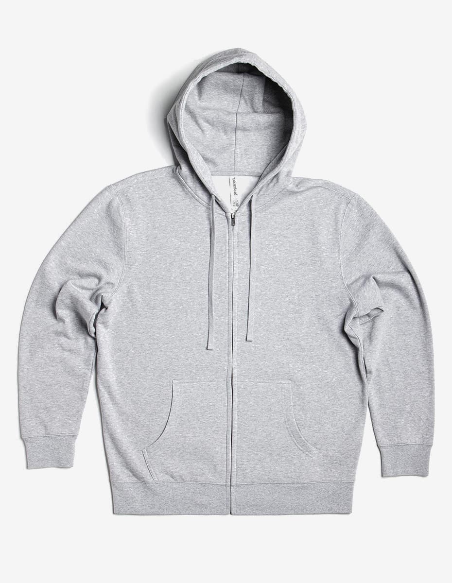 Unisex midweight fleece zip hoodie by SpectraUSA with athletic heather fabric and full zipper front.
