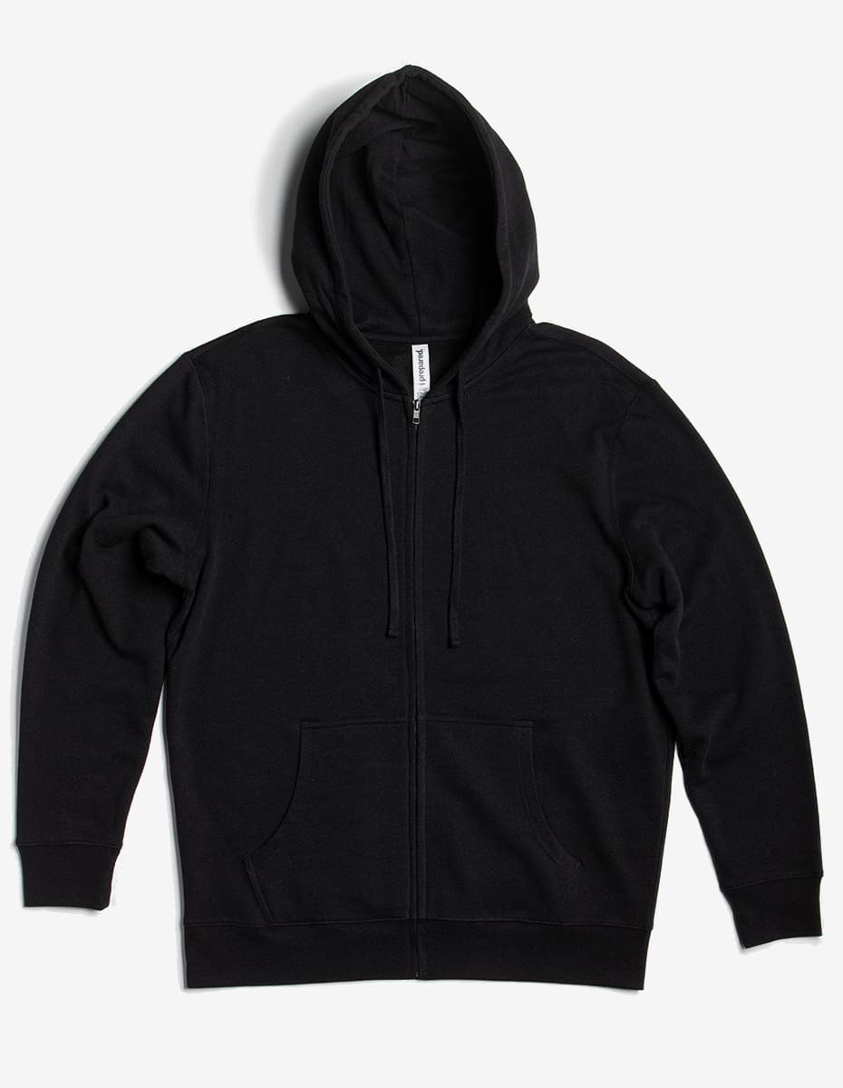 Unisex black fleece zip hoodie by SpectraUSA, midweight design with full front zipper and casual style.