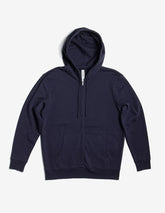 Unisex navy midweight fleece zip hoodie by SpectraUSA, featuring a full front zipper and comfortable casual fit.