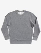 SpectraUSA crew neck fleece sweatshirt in gunmetal heather, unisex midweight drop shoulder design, flatlay view.