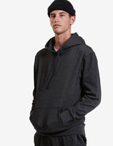 SpectraUSA midweight fleece hoodie pullover in charcoal heather, unisex, with hood and casual fit.