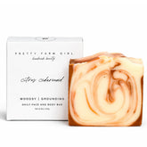 Citrus cedarwood handmade bar soap by Pretty Farm Girl, featuring tallow and goat milk, with fresh citrus and wood scent.