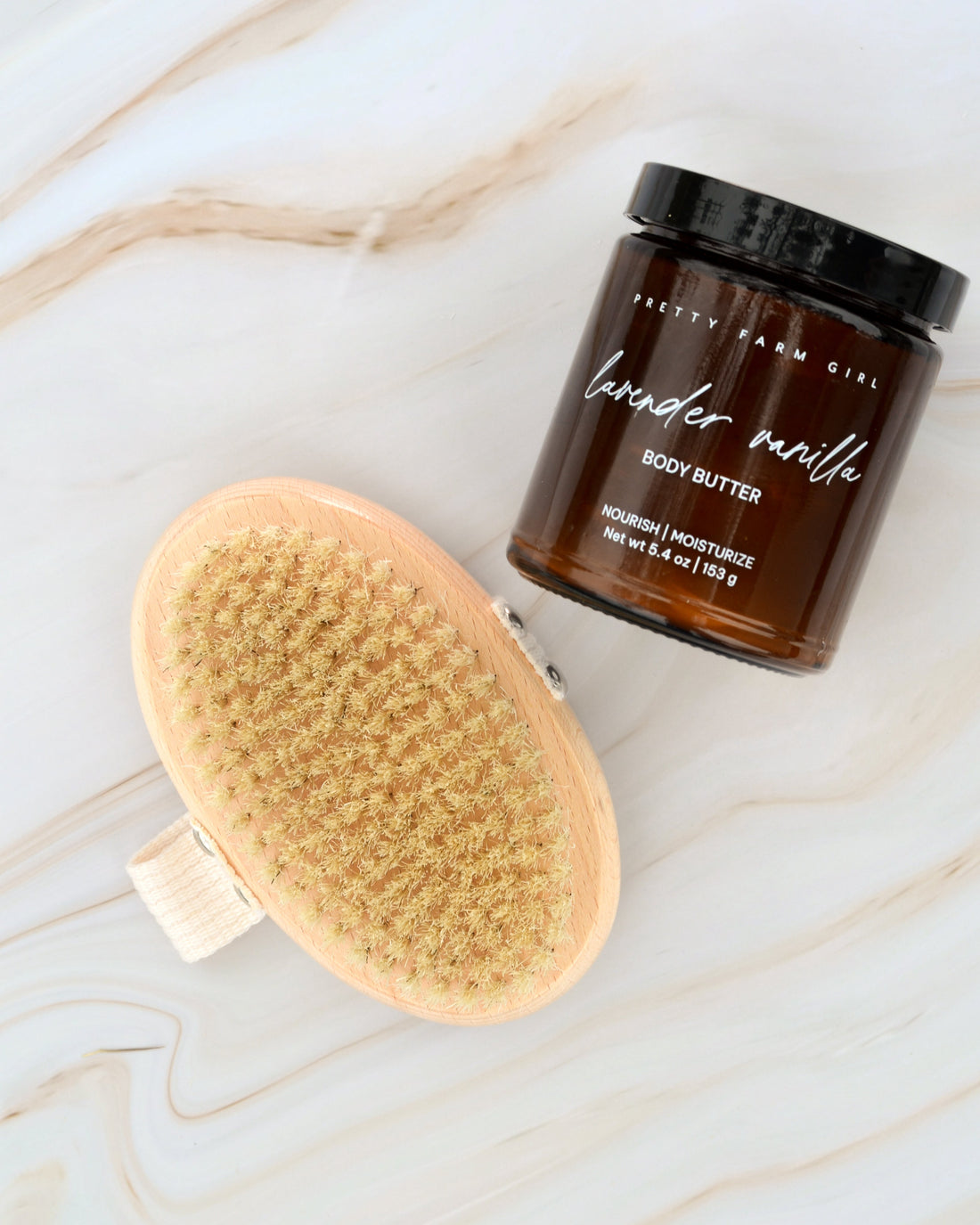 Lavender vanilla bean tallow body butter cream by Pretty Farm Girl, showing the luxurious creamy texture and soothing lavender scent.