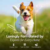 Puracy pet stain and odor remover spray with a spray bottle and cleaning cloth on a surface, designed to eliminate pet stains and odors.