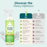Puracy Everyday Multi-Surface Cleaner in a 16oz bottle with organic lemongrass scent, suitable for cleaning various surfaces.