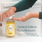 Puracy gel hand soap with yuzu scent, clear pump bottle, labeled as gentle and moisturizing hand soap for everyday use
