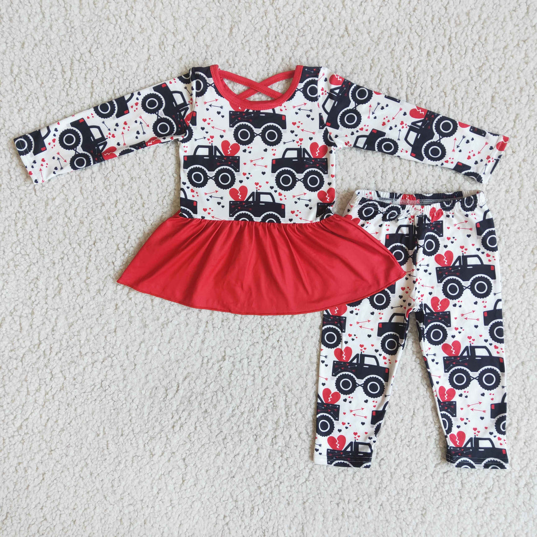 Tractor heart print peplum leggings girls valentine&