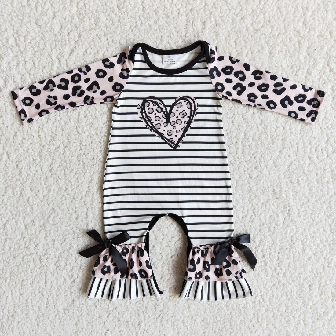 Leopard heart print long sleeve baby valentine&