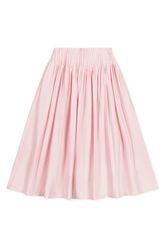 Findmenowthelabel UIARA pink skirt in soft baby pink fabric, featuring a stylish, flowy design perfect for casual or dressy wear.