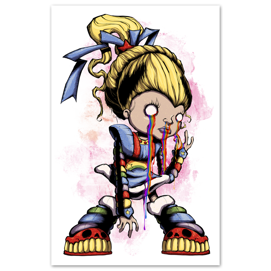 Rainbow Blight print poster by Any Means Necessary Clothing, featuring vibrant rainbow designs on 11x17 inch paper.