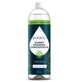 Puracy Carpet and Upholstery Shampoo in a bottle, ready for cleaning carpets and fabric furniture.