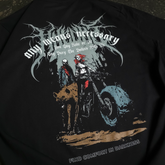 Black Ride or Die T-shirt by Any Means Necessary Clothing featuring bold graphic art and casual fit.