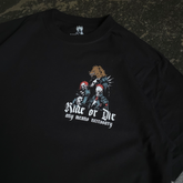 Black Ride or Die T-Shirt by Any Means Necessary Clothing featuring bold graphic design and casual fit.