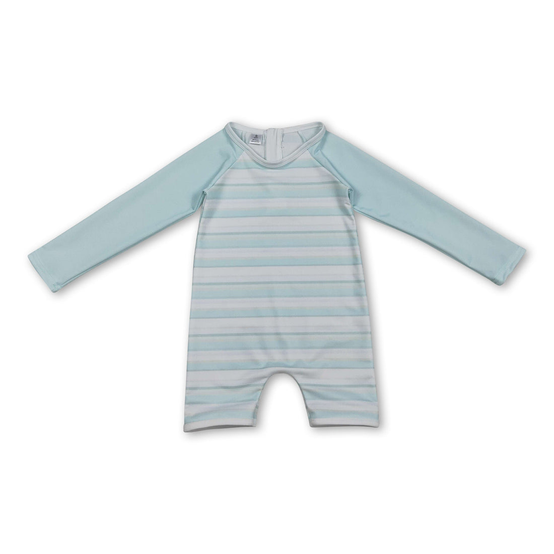 Baby boy summer swimsuit with long sleeves and stripe pattern by Mini Rodeo, designed for sun protection and comfort.