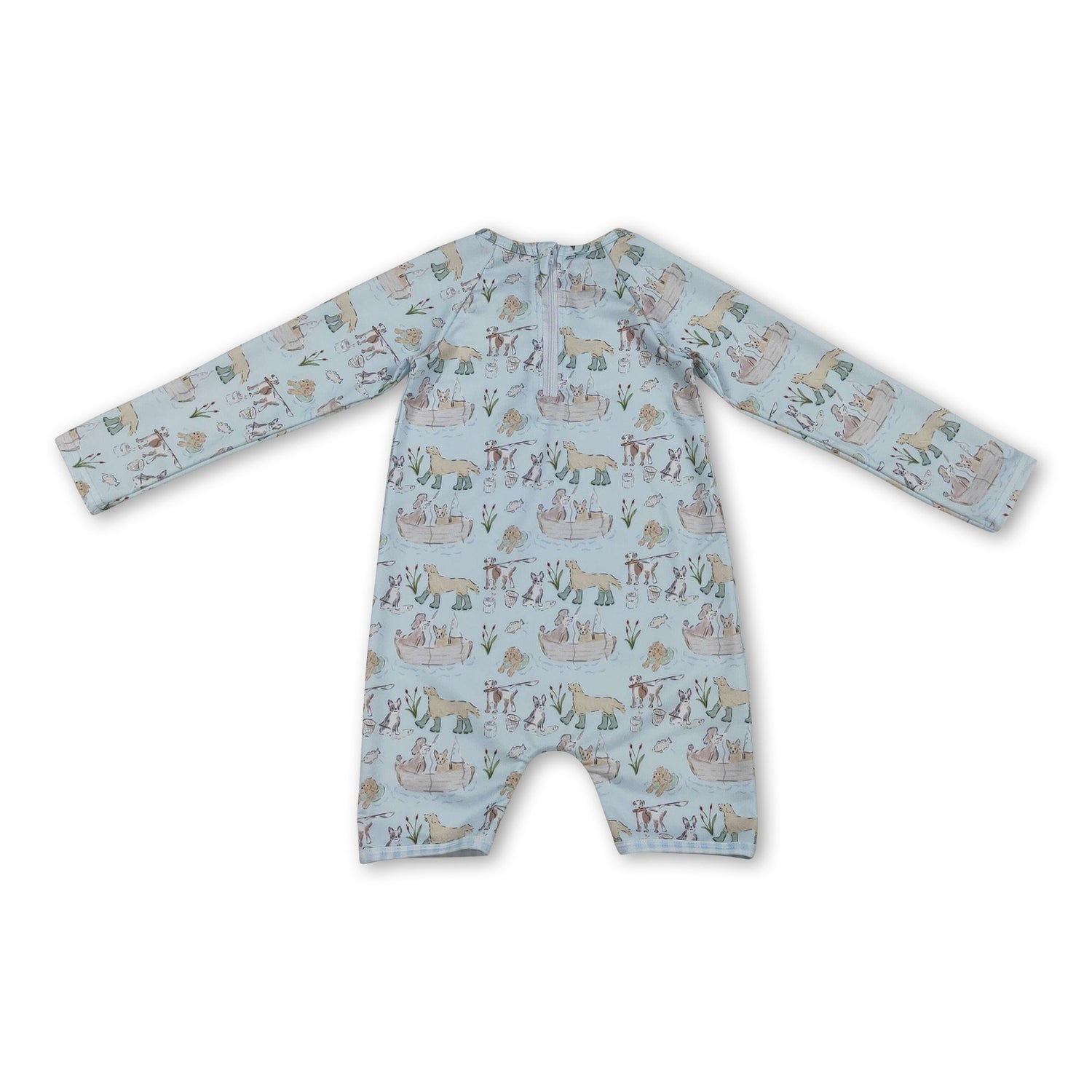 Long sleeves dog fish baby boy summer swimsuit