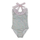 Pink striped ruffle floral girls&