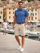 White Water Life Scales Polo shirt in tan, casual short-sleeve polo with a classic fit and soft fabric.